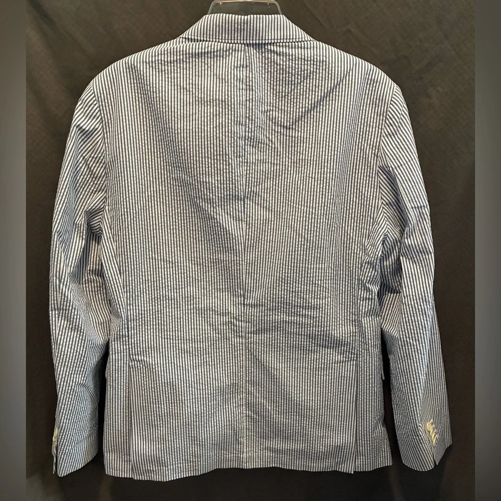 NWT Piombo Men’s Slim Fit Blue & White Cotton/Poly Pinstripe Blazer; Size 38